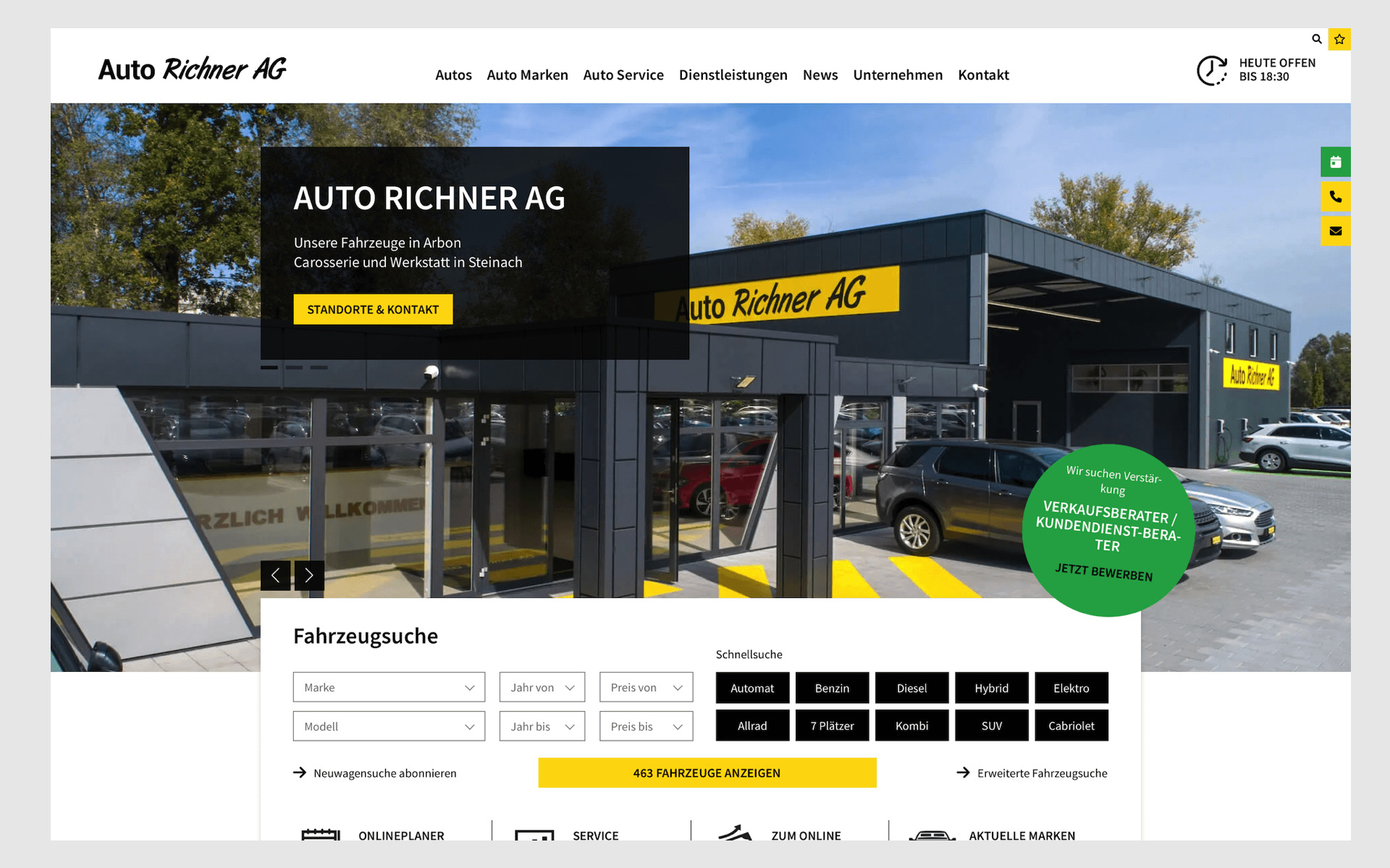 Neue Homepage der Auto Richner AG